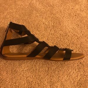 Black Leather Studded Gladiator Sandals